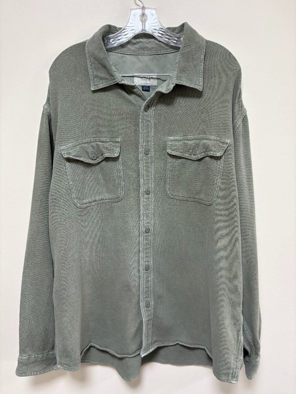 American Eagle Olive Green Relaxed Fit Button Up Shirt Jacket